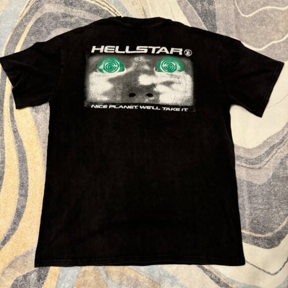 Hellstar Attacks Planet Black T-Shirt Men’s Size Large - Picture 3 of 3